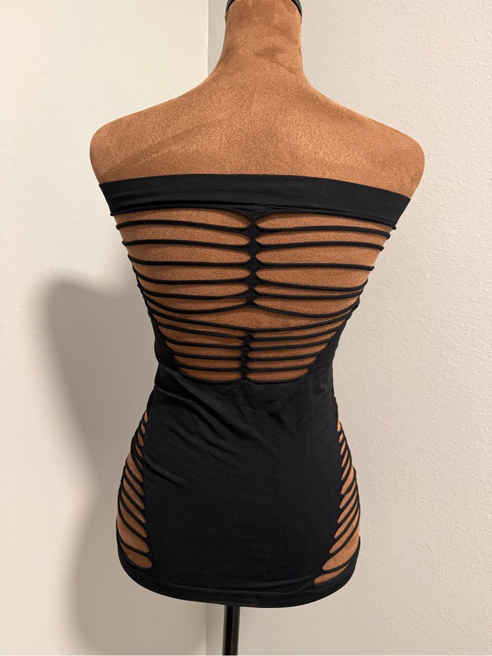 Women’s Black Rhinestone Strapless Cutout Bodycon Mini Dress Size Small - Picture 2 of 7